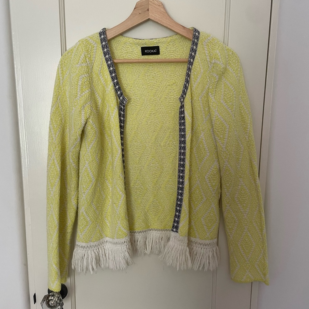 Textured yellow knitted jacket cardigan